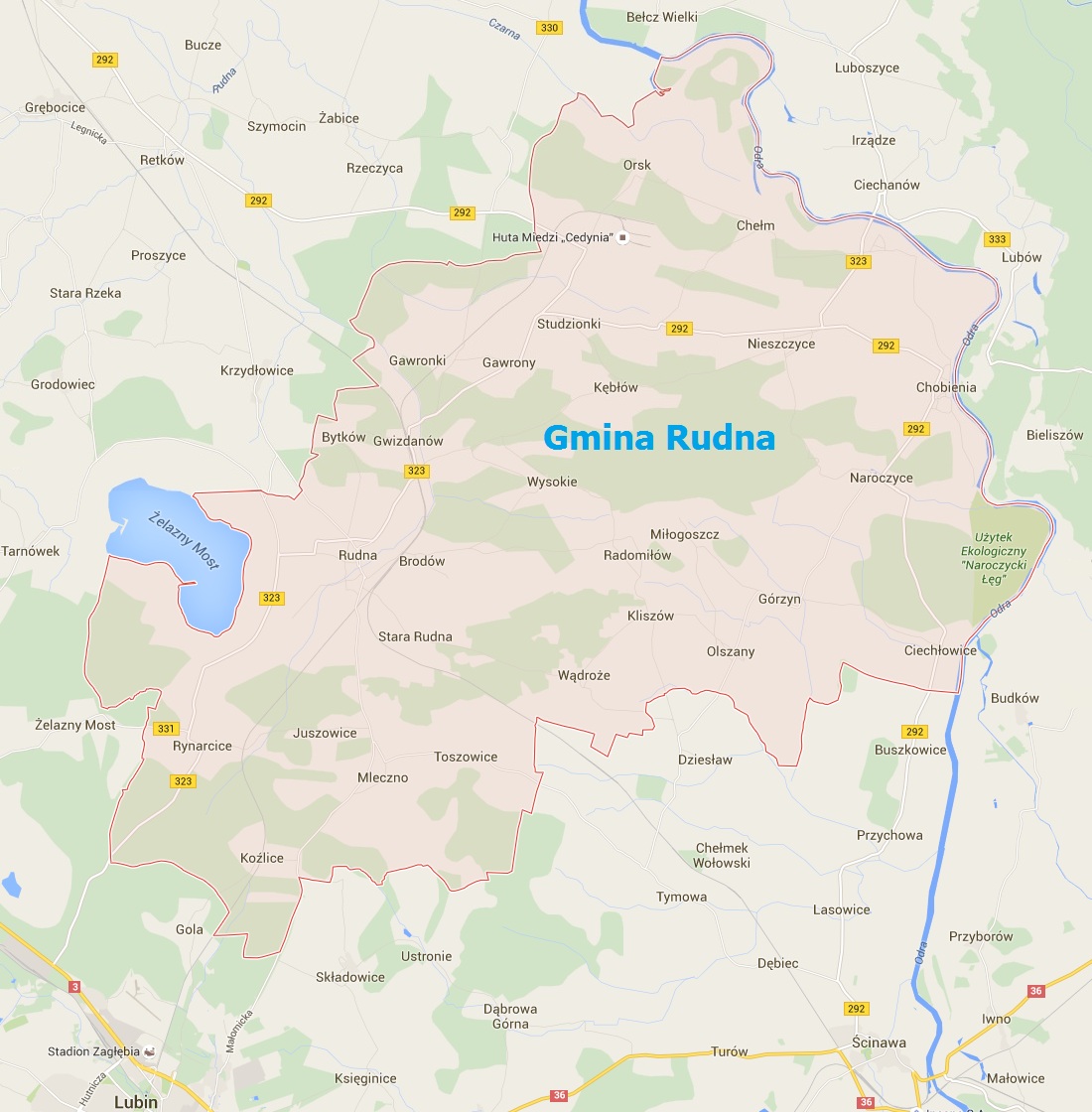 mapa gmina rudna